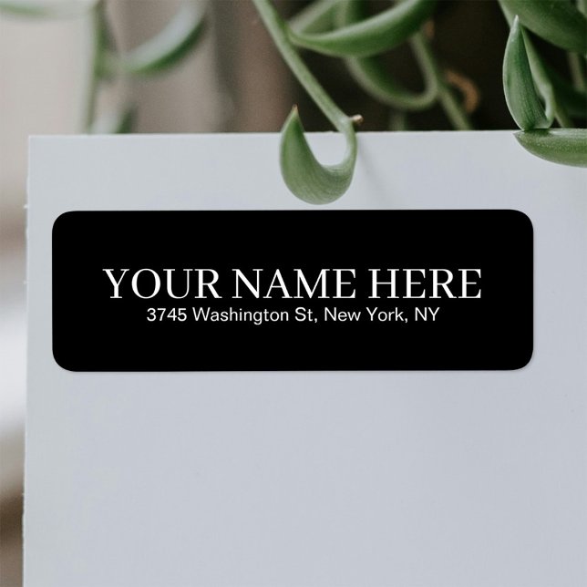 Etiqueta Personalizado negro simple Añadir su nombre elegan (Subido por el creador)