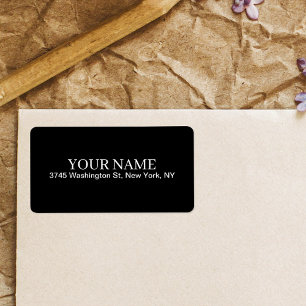 Etiqueta Personalizado negro simple Añadir su nombre elegan