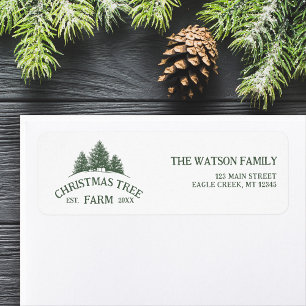Etiqueta Personalizado Nombre Familia Navidad Árbol Granja