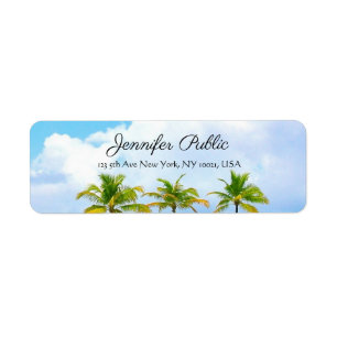 Etiqueta Personalizado Palms Blue Sky Elegant Guión manuscr