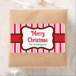 Etiqueta Personalizado Peppermint Merry Christmas Labels<br><div class="desc">El diseño es de arte original.</div>