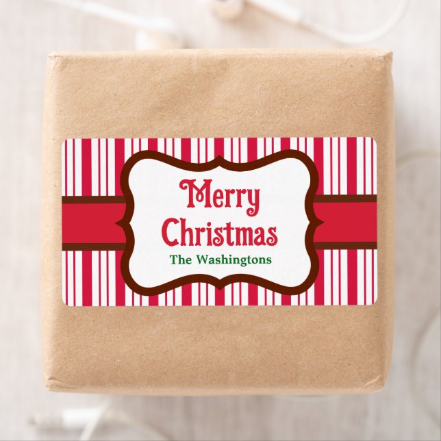 Etiqueta Personalizado Peppermint Merry Christmas Labels (In situ)