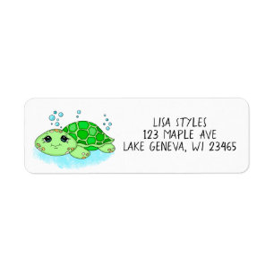 Etiqueta Personalizado personalizada de tortuga bebé