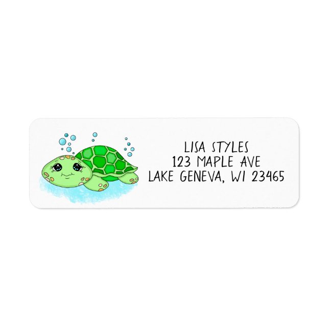 Etiqueta Personalizado personalizada de tortuga bebé (Frente)