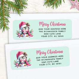 Etiqueta Personalizado pingüino rosa y malta dulce Feliz Na