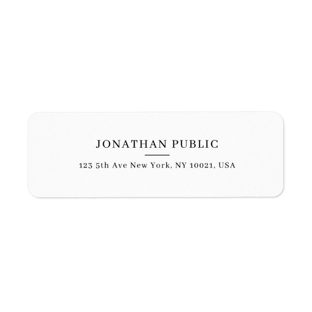 Etiqueta Personalizado Plantilla de diseño simple Dirección (Frente)