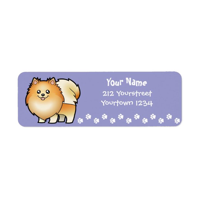Etiqueta Personalizado Pomeranian (Frente)