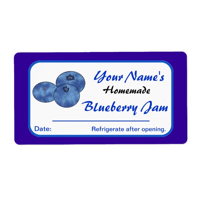 Etiqueta Personalizado Preserve Labels Blueberry Jam Añadir (Frente)