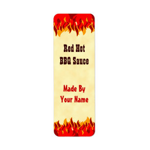 Etiqueta Personalizado Rojo Flames BBQ Sauce Canning Labs P