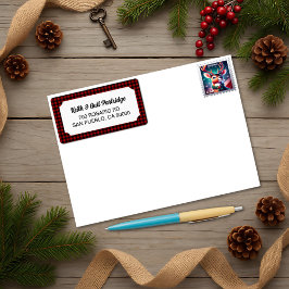 Etiqueta Personalizado Rústico Red & Black Buffalo Plaid