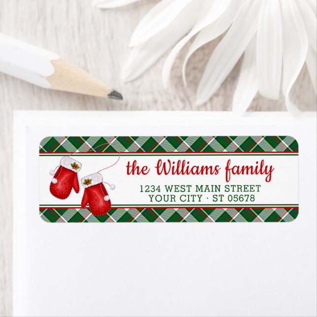 Etiqueta Personalizado Santa Red Mitte El Patrón Verde Rojo (In situ)