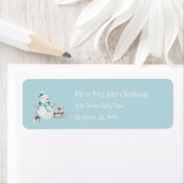 Etiqueta Personalizado Snowman Dirección de Retorno Navidad