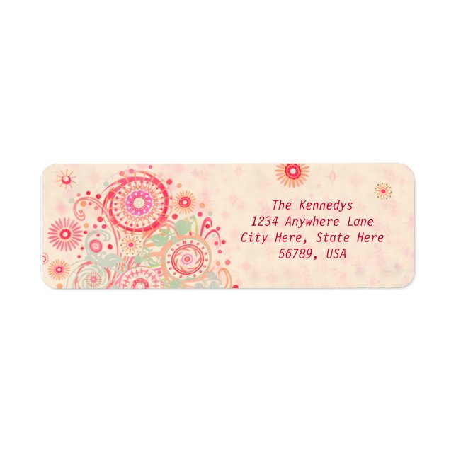 Etiqueta Personalizado Swirls & Circles Retornar las etique (Frente)