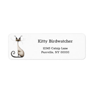 Etiqueta Personalizado Tan Siamese Cat Graciosa Dirección d