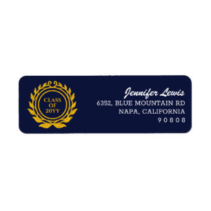 Etiqueta Personalizado Texto Estilo Emblema Azul Dirección
