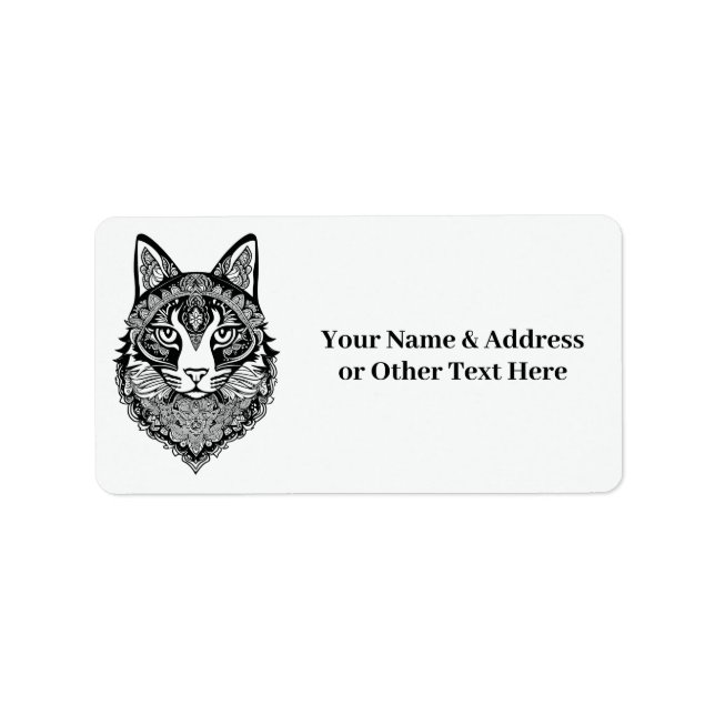 Etiqueta Personalizado Texto Gato ornamental (Frente)