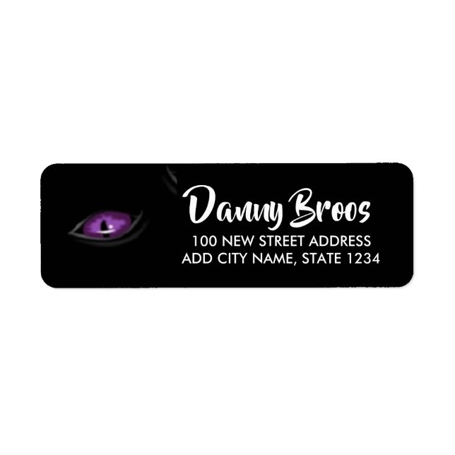 Etiqueta Personalizado texto morado gato ojo (Frente)