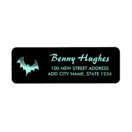 Etiqueta Personalizado texto neón murciélago azul negro