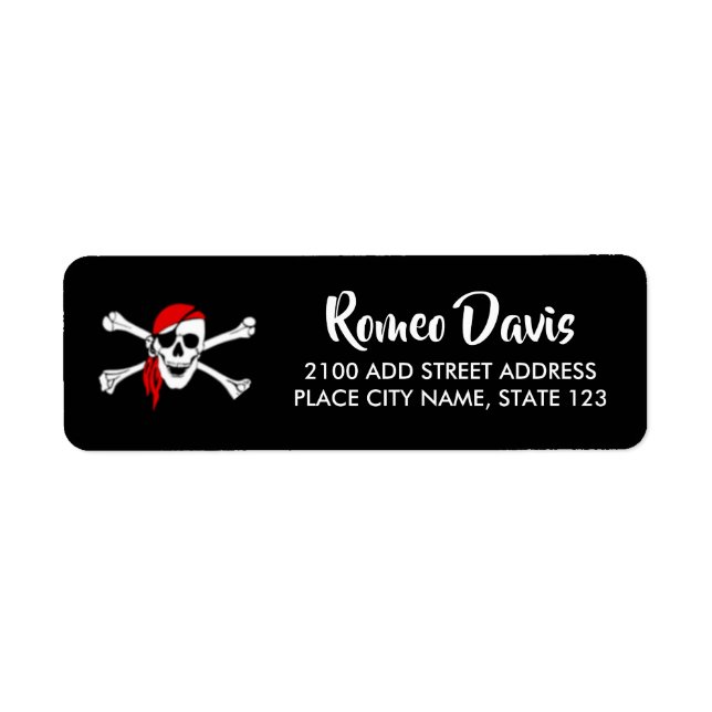 Etiqueta Personalizado texto piratas cruza huesos negros (Frente)