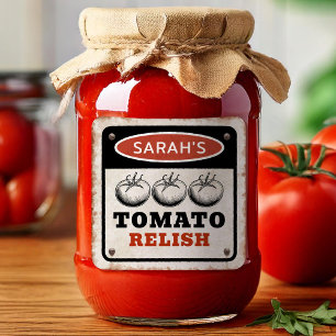 Etiqueta personalizado Tomate Relish con signo de