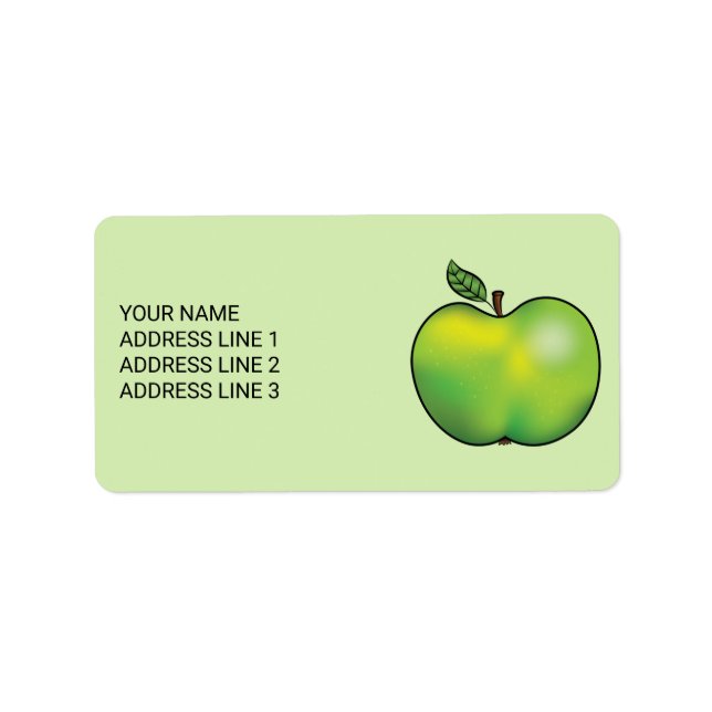 Etiqueta Personalizado verde Ilustracion Apple con texto Pe (Frente)