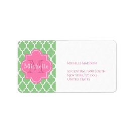 Etiqueta Personalizado verde y rosa