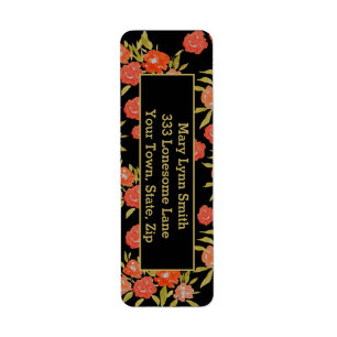 Etiqueta Personalizado Vintage Floral Watercolor Red Gold D