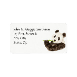 Etiqueta Personalizado Watercolor Cute Panda, Oso Asiático,
