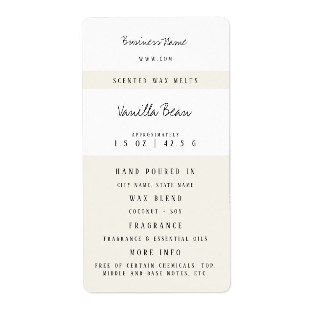 Etiqueta Personalizado Wax Melt Labels (Frente)