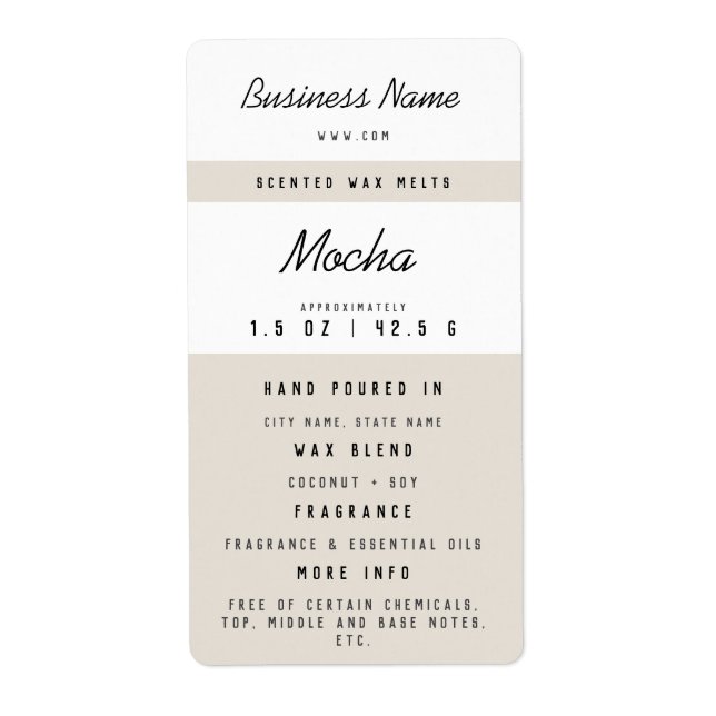Etiqueta Personalizado Wax Melt Labels (Frente)