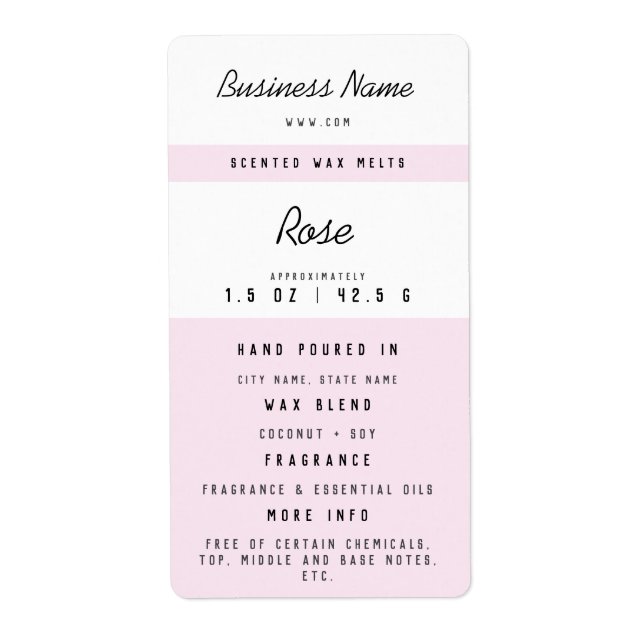 Etiqueta Personalizado Wax Melt Labels (Frente)