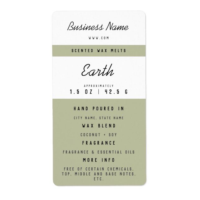 Etiqueta Personalizado Wax Melt Labels (Frente)