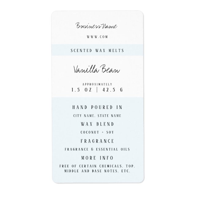 Etiqueta Personalizado Wax Melt Labels (Frente)