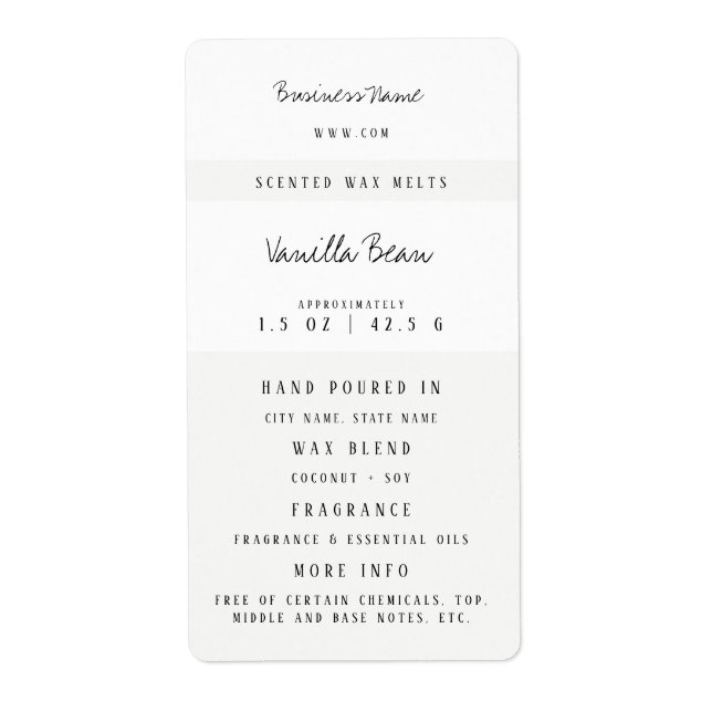 Etiqueta Personalizado Wax Melt Labels (Frente)