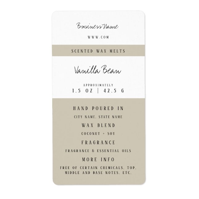 Etiqueta Personalizado Wax Melt Labels (Frente)