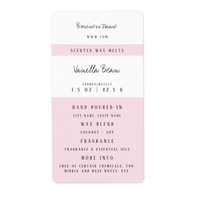 Etiqueta Personalizado Wax Melt Labels (Frente)