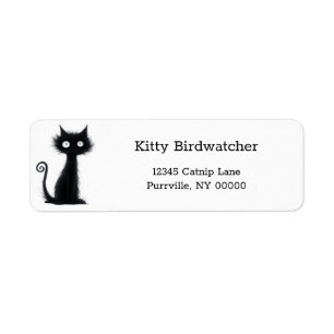 Etiqueta Personalizado White Eyes Black Cat Funny Return Ad