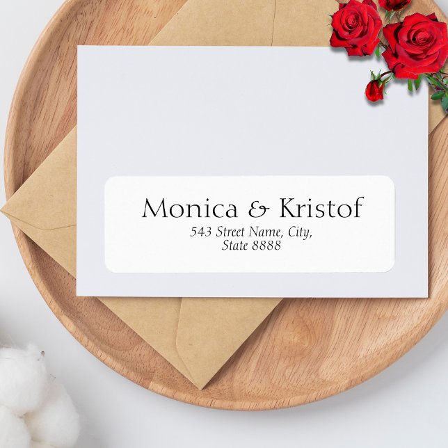 Etiqueta Personalizar boda negro simple en blanco elegante (Subido por el creador)