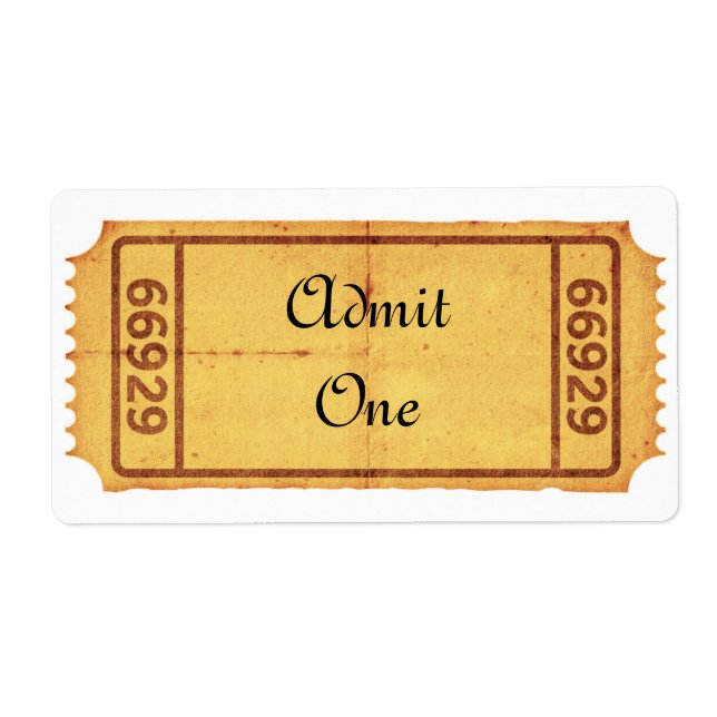 Etiqueta PERSONALIZAR - Entradas de entrada en blanco (Frente)