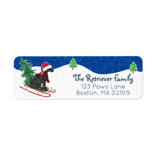 Etiqueta Personalized Christmas Black Lab On Sled