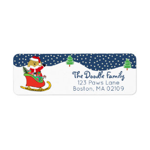 Etiqueta Personalized Christmas GoldenDoodle Santa Sleigh