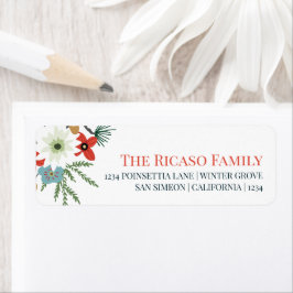 Etiqueta Personalized Christmas Winter Flower Foliage