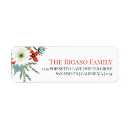 Etiqueta Personalized Christmas Winter Flower Foliage