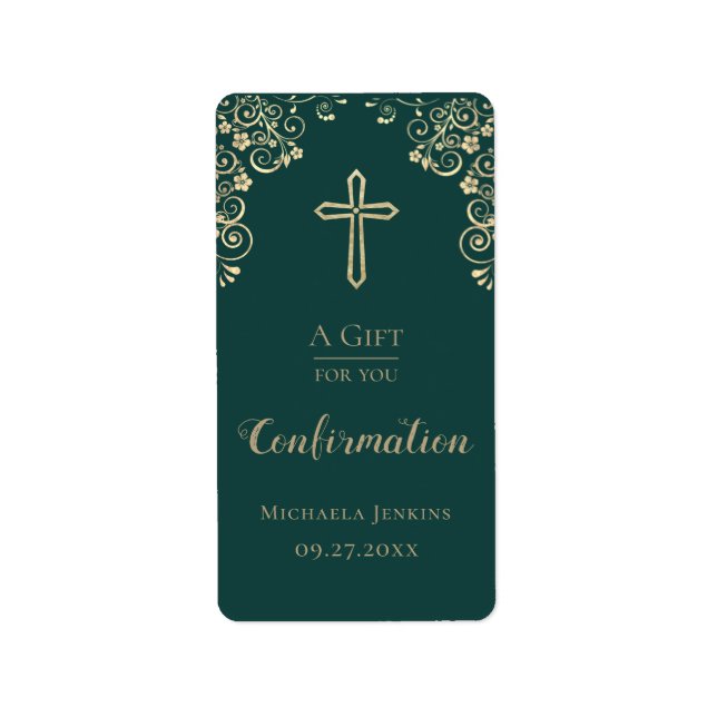 Etiqueta Personalized Confirmation Gold Hand Sanitizer (Frente)
