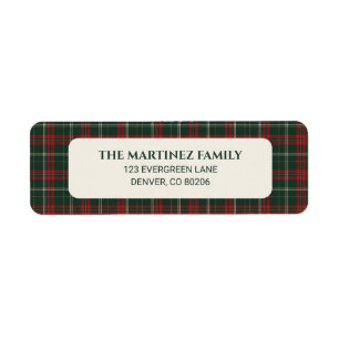 Etiqueta Personalized Family Christmas Tartan Return Addres
