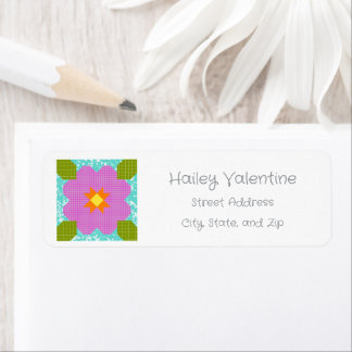 Etiqueta Personalized Flower Quilt Block Return Address