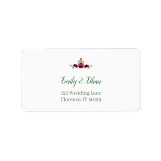 Etiqueta Personalized Folk Floral Wedding Greenery Design