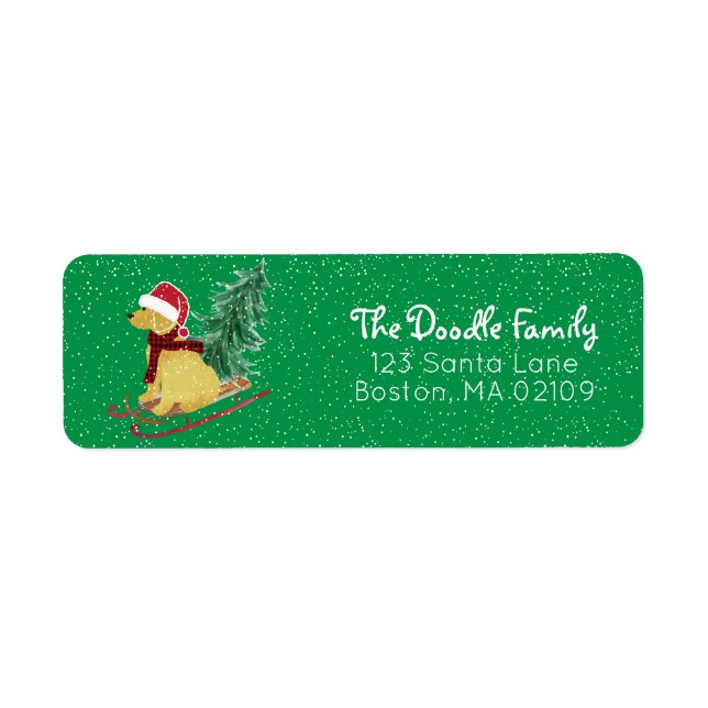 Etiqueta Personalized Goldendoodle Christmas Sled (Frente)