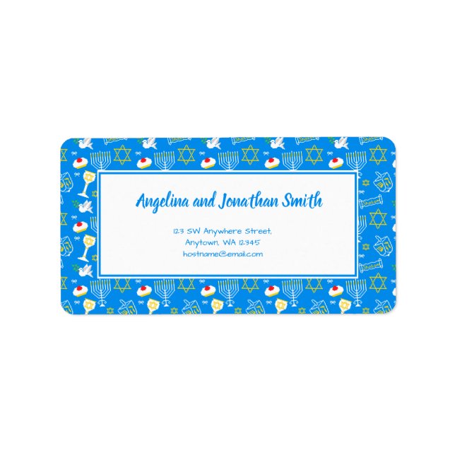 Etiqueta Personalized Hanukkah Pattern (Frente)