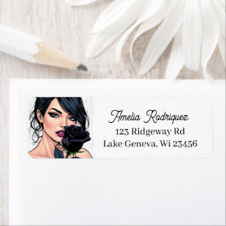 Etiqueta Personalized Moody Gothic Woman with Rose  